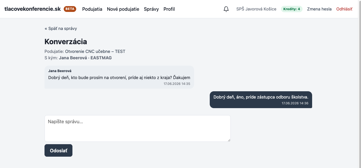 Komunikácia v aplikácii
